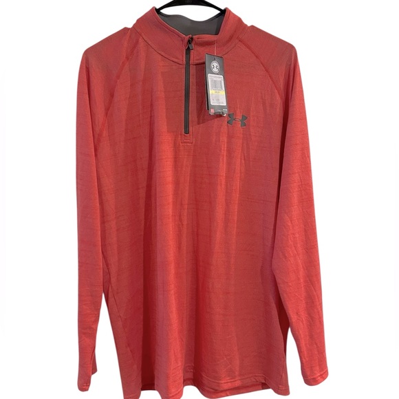 New Under Armour Men’s Medium‎ Scarlet Quarter-Zip Pullover Loose Heatgear - Picture 1 of 6